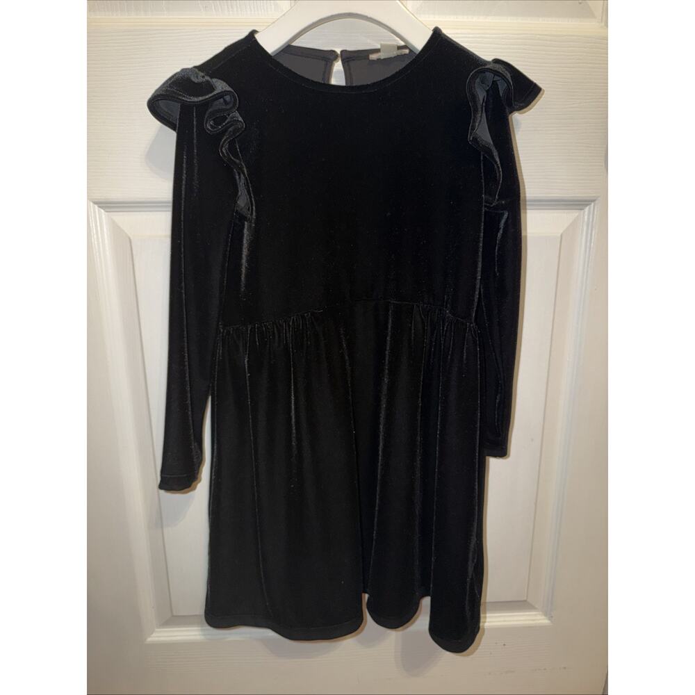 Crewcuts JCREW Girls Black Velvet Holiday Dress Ruffle Size 8